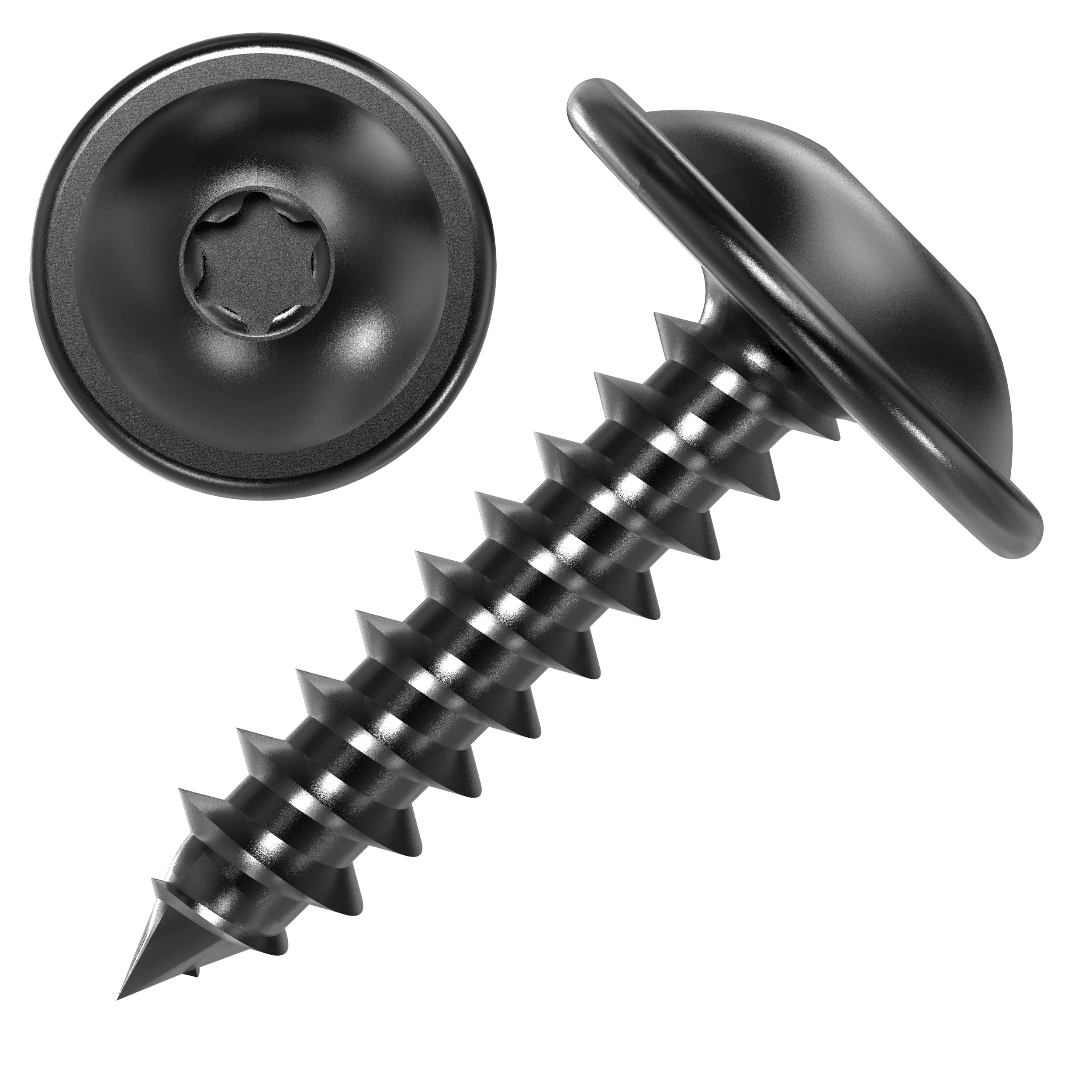 100 AUPROTEC Flanged Self-Tapping Screws 4.8 x 13 mm Pan Head TORX Black Galvanised DIN 7049-4,8x13mm 100 pcs