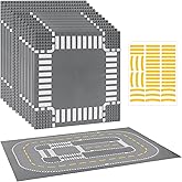 12 Pack Road Base Plates for Building, Compatible with Lego Classic Bricks, 10” x 10” Baseplates Fits for Lego Roads, Road Base Plates for City Sets (Attached DIY Stickers)