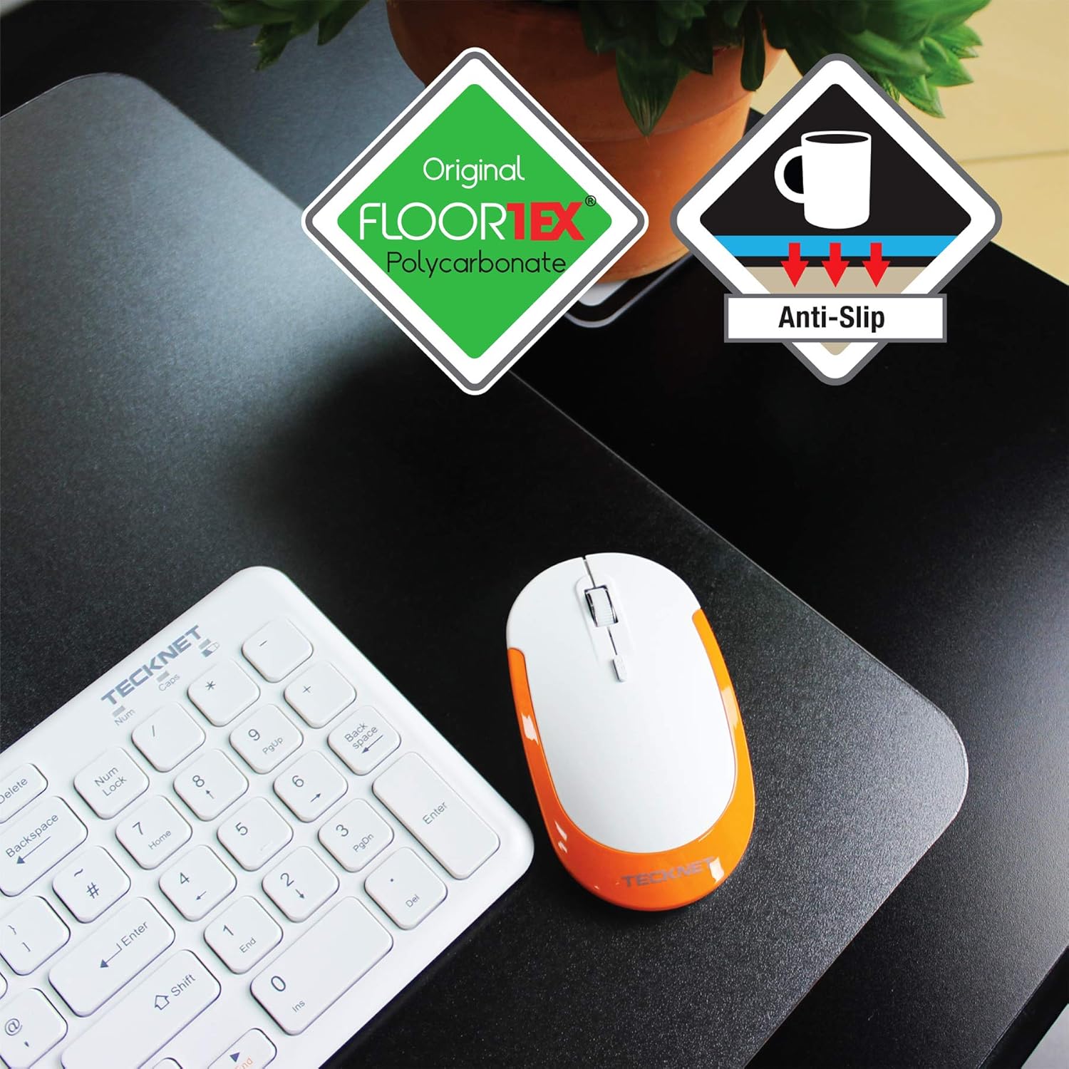 Floortex Desktex Polycarbonate Anti-Slip Desk Pad Protection Mat 19" x 24", Clear (FPDE1924RA) : Office Desk Pads And Blotters : Office Products