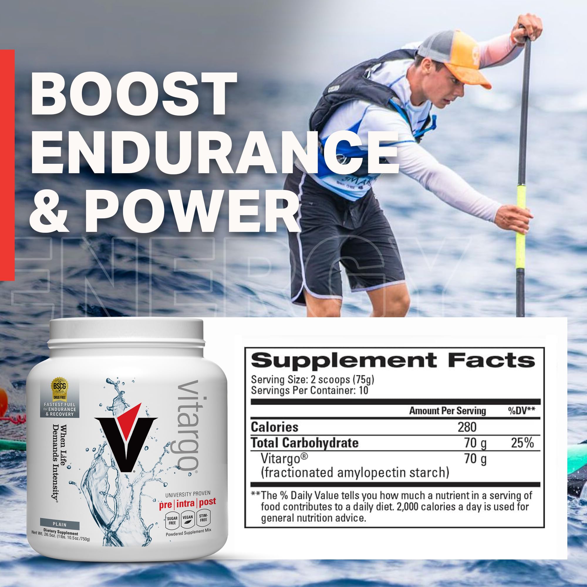 Vitargo Carbohydrate Powder | Feed Muscle Glycogen 2X Faster | 1 LB Unflavored Pre Workout & Post Workout Recovery Powder| Carb Supplement for Recovery, Endurance, Gain Muscle Mass