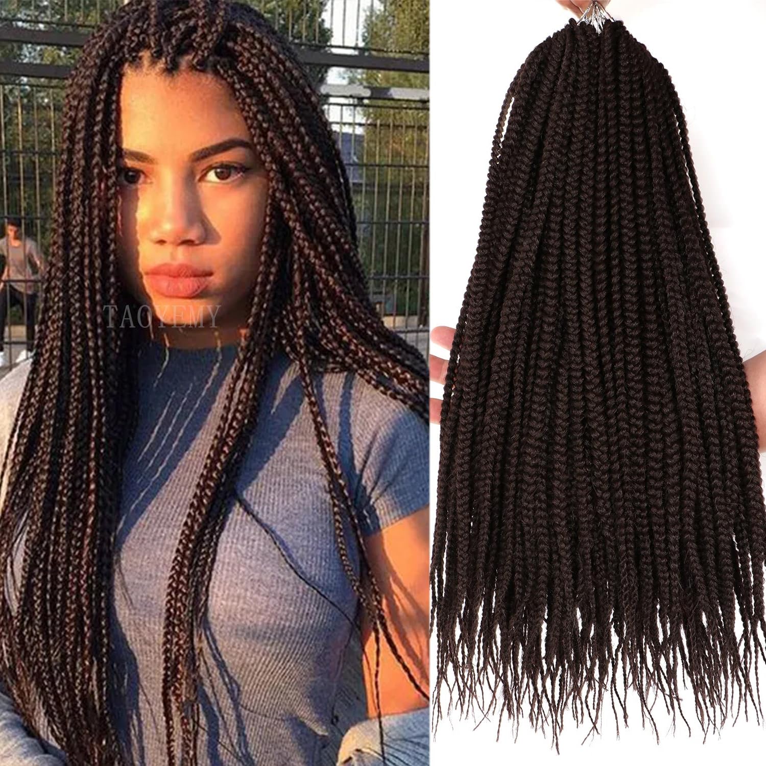 TAOYEMY Box Braids Crochet Hair Extensions 24 Inch 6 Packs, 22 Strands/Pack, Synthetic Braiding Hair for Women & Girls (4#, 24 inch) — image 1