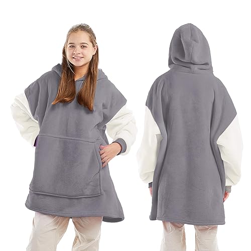 Keplin Oversized Blanket Hoodie - Thermal, Soft & Comfortable Throw Hoodie Blanket with Sherpa Lining, Large Pocket & Elasticated Cuff Sleeves - One Size Fits All, Perfect Gift - Regular (152x86x82cm)