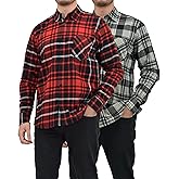 Andrew Scott Men's Button Down Regular Fit Long Sleeve Plaid Flannel Casual Shirts - Multi Packs