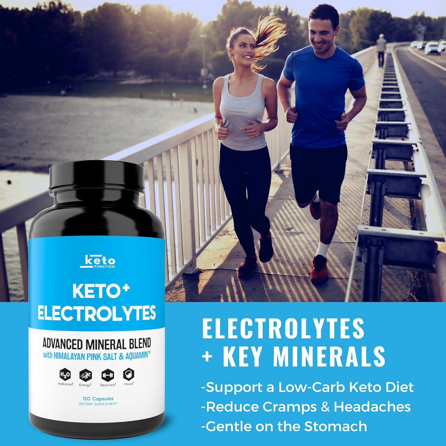 Keto Electrolyte Supplement - Electrolytes and Trace Minerals for Low-Carb Keto Diet - Leg Cramp Relief, Hydration, Energy, Ketosis - Sodium, Potassium, Magnesium, Calcium - Keto Friendly Pills 120ct: Health & Personal Care