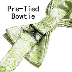 Hi-Tie Men's Green Suit Vest Bowetie Set 5PCS