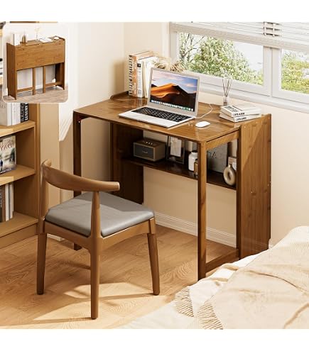 Amazon.com: WuJin Collapsible Desk for Small Spaces,Bamboo Desk