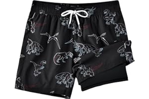 CKIVTNO Mens 5.5 inch Printed Short Swim Trunks Compression Liner Quick Dry Swimwear Bathing Suits Boardshorts Beach Wear