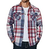 COOFANDY Men's Long Sleeve Flannel Shirts Jacket Fashion Plaid Jackets Casual Button Down Shirt with Pockets
