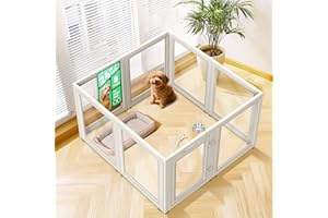 FXW AuraSpace Acrylic Indoor Dog Playpen for Puppies and Small Dogs, 24 Inch, 8 Panels, White