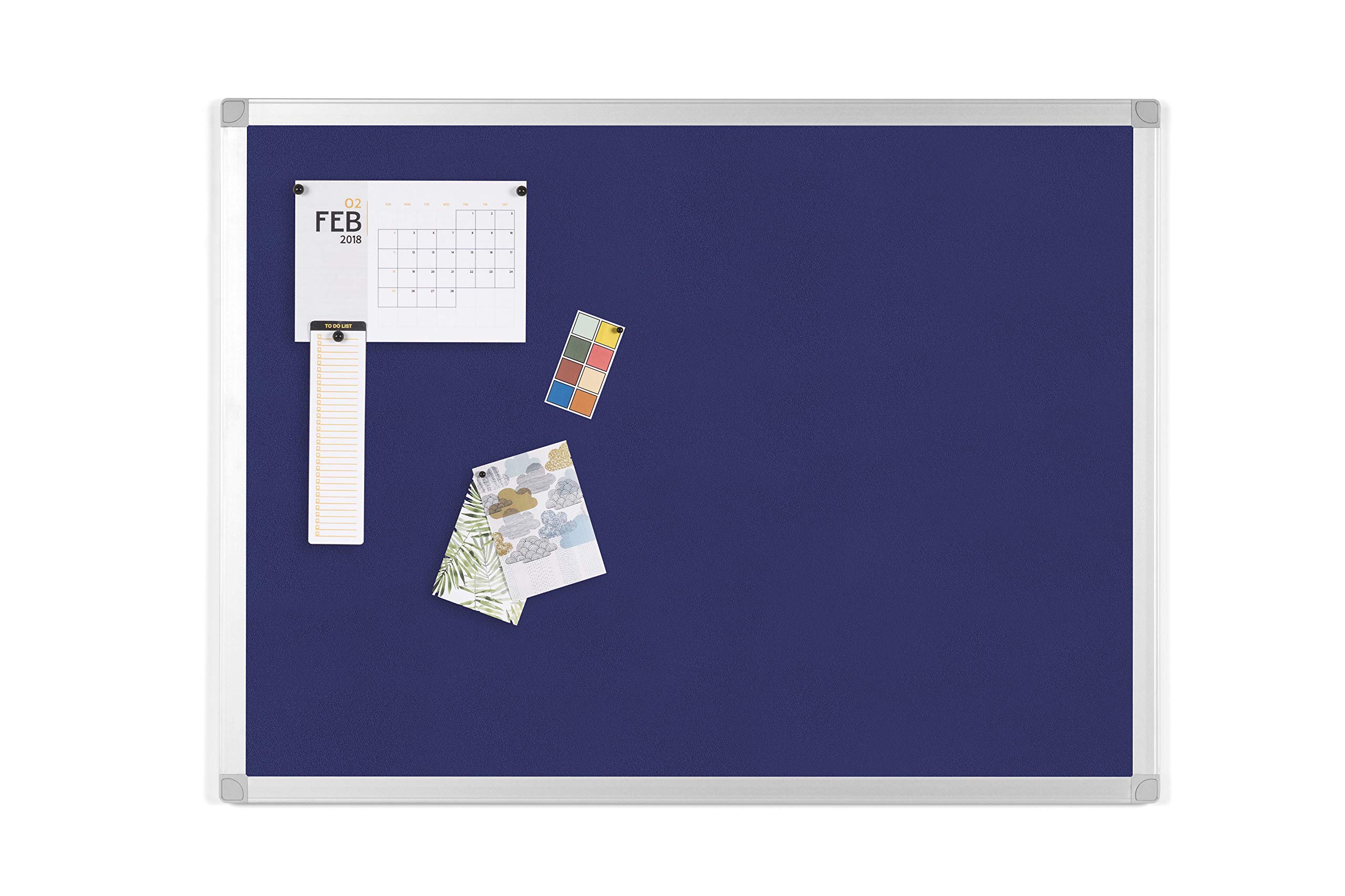 BoardsPlus Felt Notice Board - 1200 x 900 mm - Blue Felt Surface, Aluminium Frame, BPM05074040