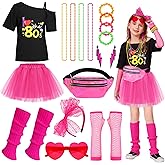 Dormstop Girls 80s Costume Accessories Set Kids 80s Outfit Costume Halloween
