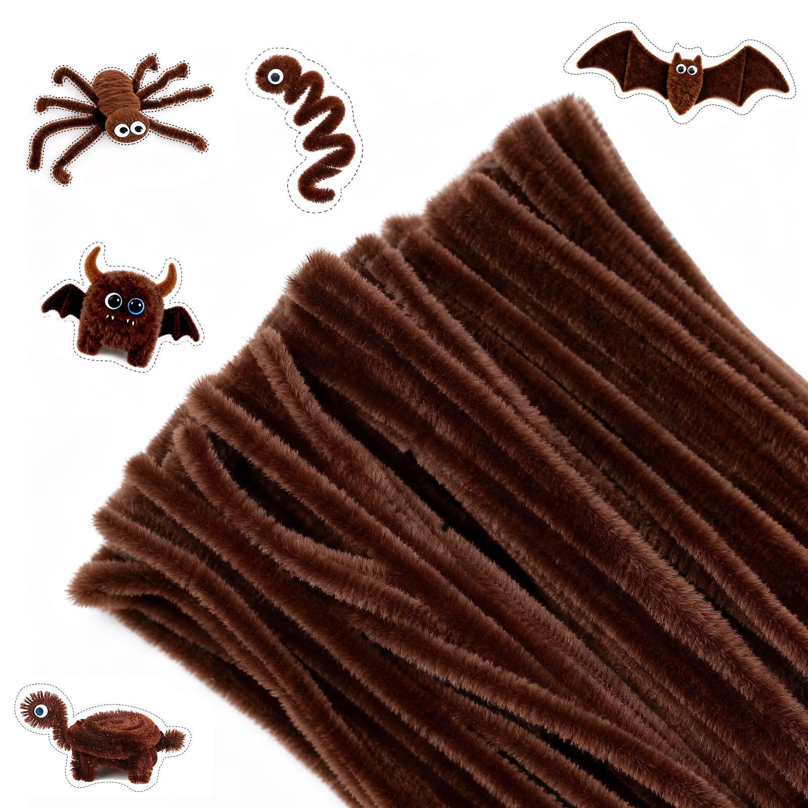 G2PLUS Brown Pipe Cleaners for Craft, 200PCS Long Crafting Pipe Cleaners for Christmas Craft, 6mm Chenille Stem for DIY, 30cm Pipe Cleaners for Christmas Tree Project Decoration