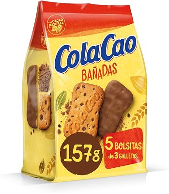 , Galleta, Bañada en Cacao Natural, con Pepitas de Chocolate - 5 Packs de 3 Unidades - 157g
