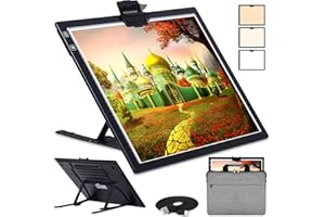 ASRAS A3 Led Light Pad with Carry Bag , 2500mha Battery Powered , 3 Colors Stepless Dimmable 6 Levels of Brightness Light Box Tracing Light Box for Diamond Painting ,Built-in Stand, Magnet Clip