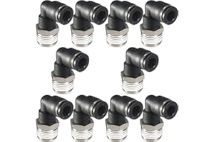 MSAEIQUN 3/8 Air hose fittings, Air fittings Male Elbow 3/8 Inch Tube OD x 1/2 NPT Thread Push to Connect Fitting, PL-3/8-N4 (Pack of 10) (3/8-1/2)