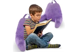 Cheer Collection Reading Pillow with Arms – Portable Bed Pillow for Sitting Up & Support, Foam-Filled Back Rest Pillow for Sitting in Bed & Couch, Machine Washable, Purple
