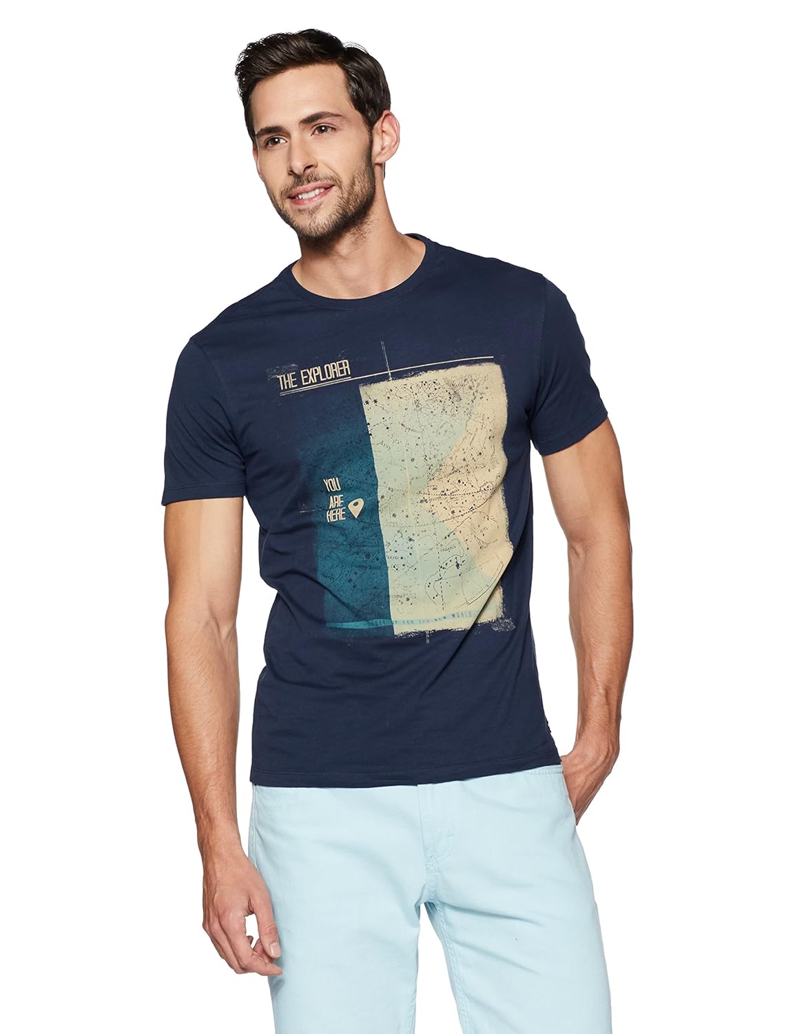 peter england men's solid slim fit t-shirt