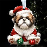 Shih Tzu Christmas Ornament - Dog Shaped Ornaments - Shih Tzu Mom - Dog Lover - Acrylic Holiday Keepsake - Cute Xmas Tree Decor