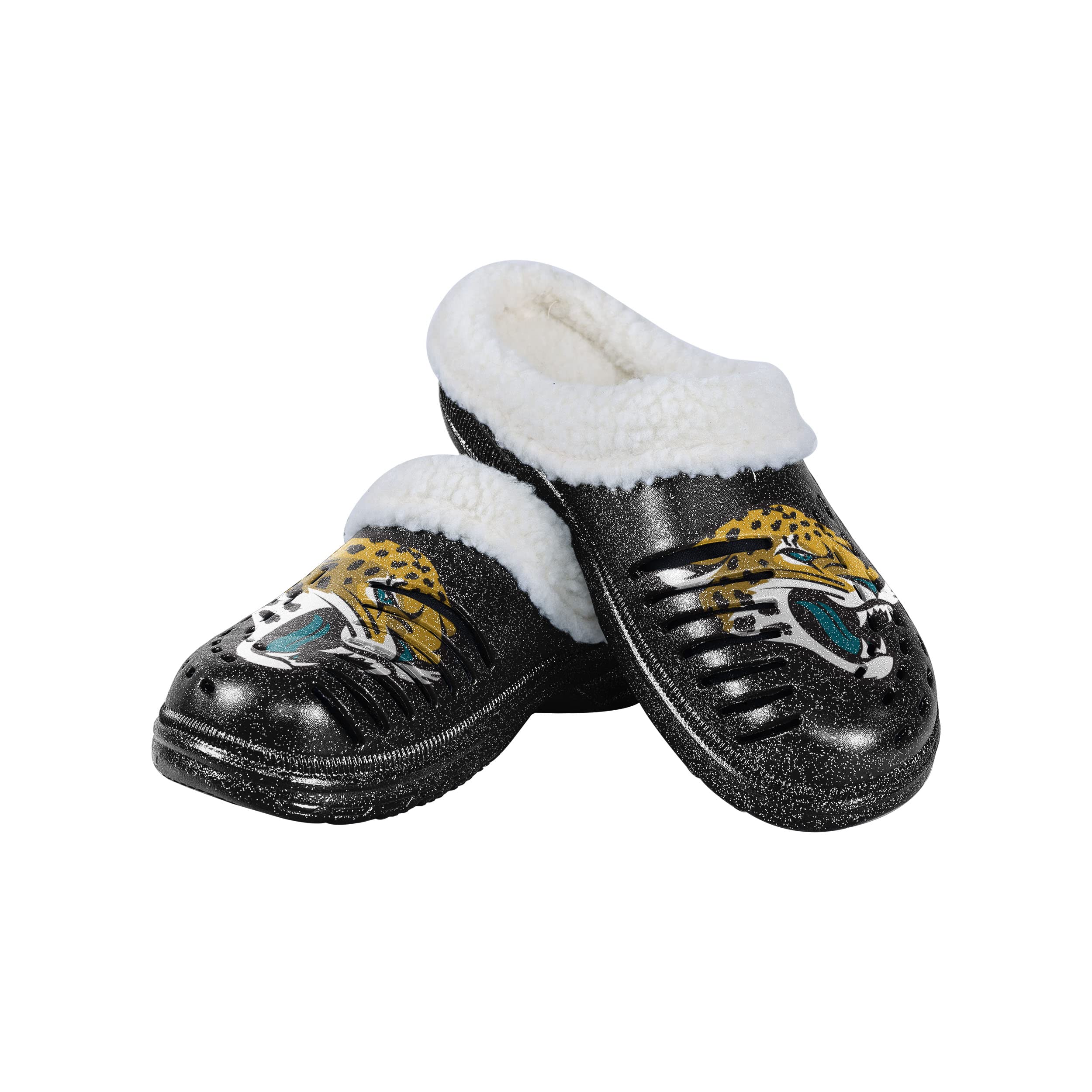FOCO Jacksonville Jaguars NFL Womens Sherpa Lined Glitter Clog - XL Image