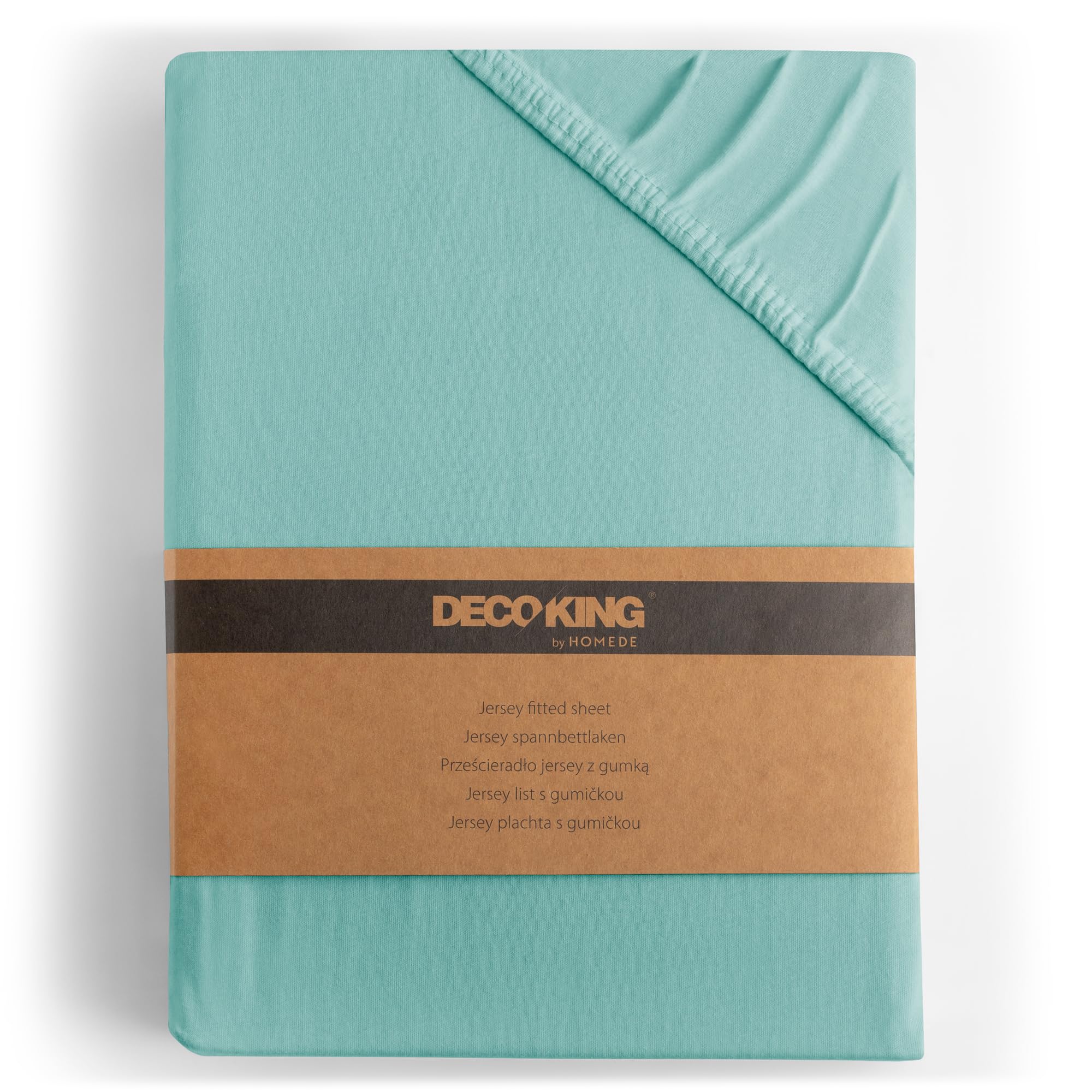 DecoKing Fitted Sheet King 100% Combed Cotton Soft Jersey Bed Sheet 140x200-160x200 cm Light Turquoise Amber