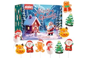 DUANNICK Christmas Lollipops Bulk 32 Packs, Santa, Snowmen, Gingerbread Christmas Candy, Party Favors Holiday Festive Suckers Individually Wrapped Supplies for Kids and Adults Celebrations