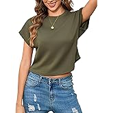 Totatuit Women Cute Cropped T-Shirts Short Sleeve Boxy Crewneck Summer Tee Shirts Basic Solid Workout Gym Tops