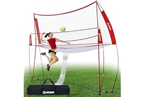PATIASSY Volleyball Net Training Equipment, 2-in-1 Adjustable Height Professional Practice Net with Ball Return System for Backyard Outdoor Indoor, Easy Setup for Solo Training, Team Drills, Serving & Spiking
