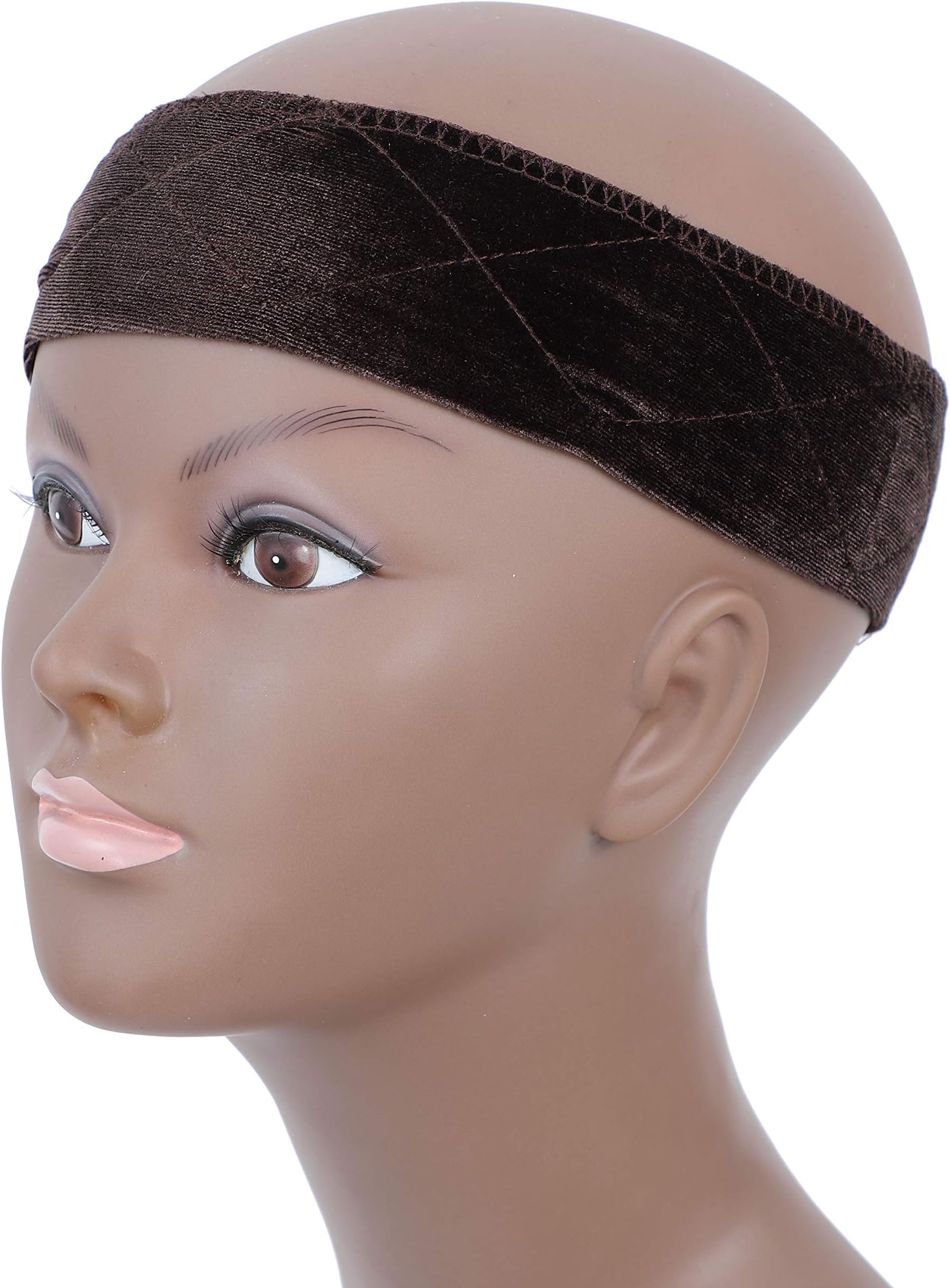 Wig Grip Adjustable Elastic Comfort Headband Hook and Loop Fastener Adjustable Wig Comfort Band (Brown)