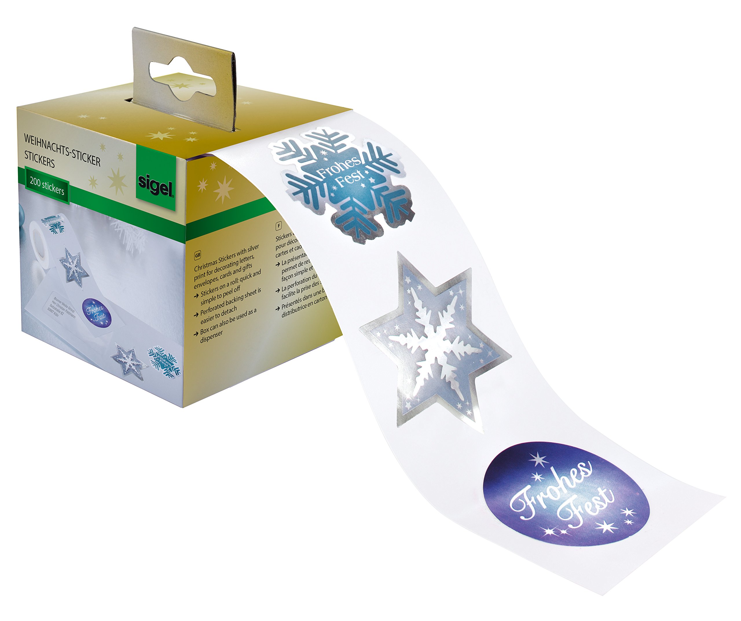 Sigel CS113 Christmas Stickers on a Roll Stars & Happy Holidays