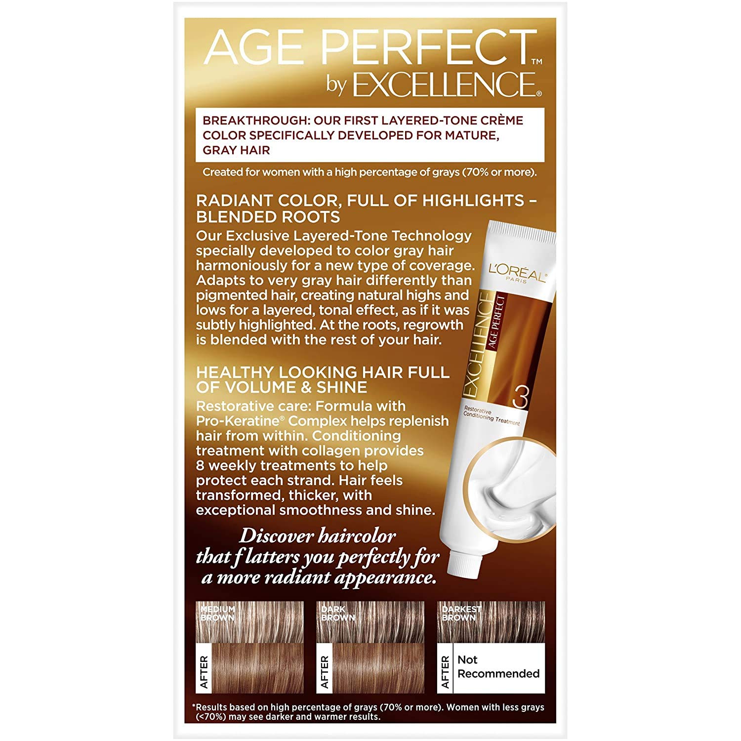L'Oreal Paris ExcellenceAge Perfect Layered Tone Flattering Color, 5N Medium Natural Brown
