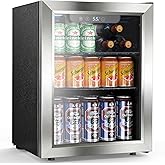 Avanti Beverage Cooler with Glass Door 60 Can Mini Refrigerator for Beer Soda Water 18.25-Inch Wide Freestanding, with Adjustable Temperature Control and Removable Shelves, 1.6-Cu.Ft., Metallic on Fridge.com