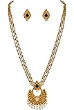 JFL - Traditional Ethnic One Gram Gold Plated Stone & Pearl with Kundan Designer Necklace Set for Women.