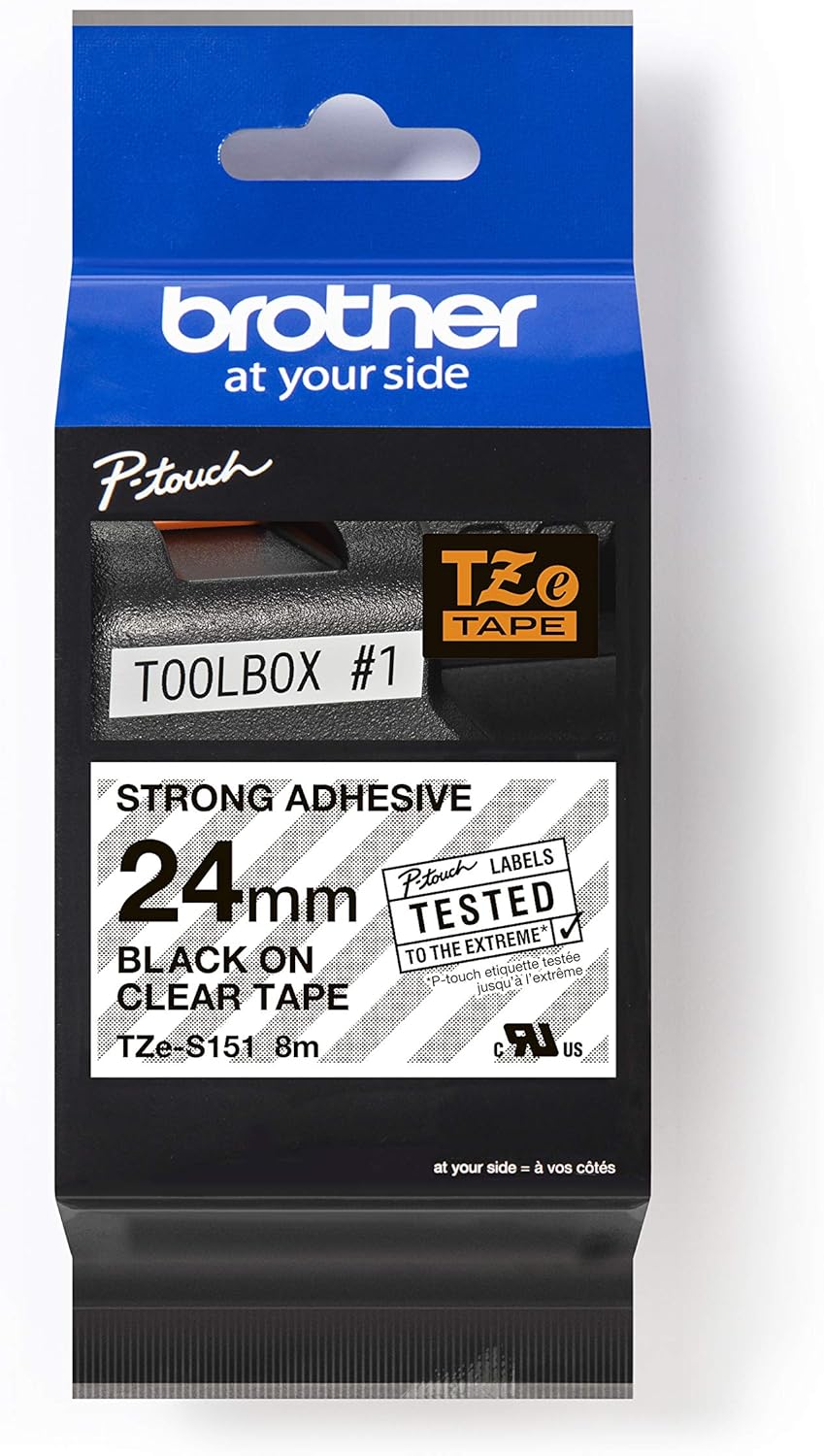Brother TZe-S151, Extra strength adhesive, black on clear, Roll (2.4 cm x 8 m) 1 cassette(s) laminated tape