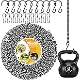 ZUZUAN Upgraded 180”Heavy Duty Metal Hanging Chains with Hanging Basket Hooks Set for Planters,Birdcage,Birds Feeder,Grow Lights,Lanterns,Billboards,Wind Chime and Ornaments,Chain Hooks DIY,Black