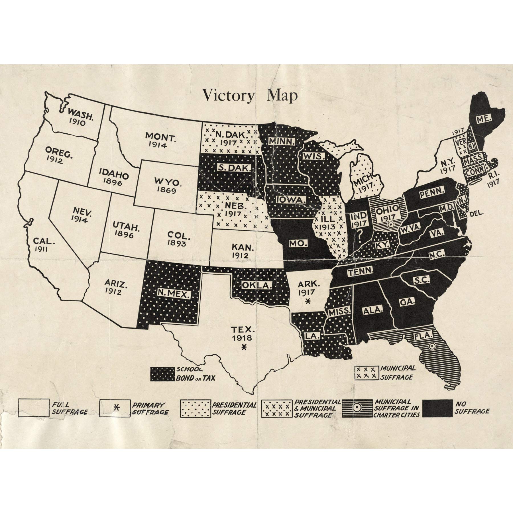 Woman Citizen 1918 Map Suffrage USA History Large Wall Art Poster Print Thick Paper 18X24 Inch