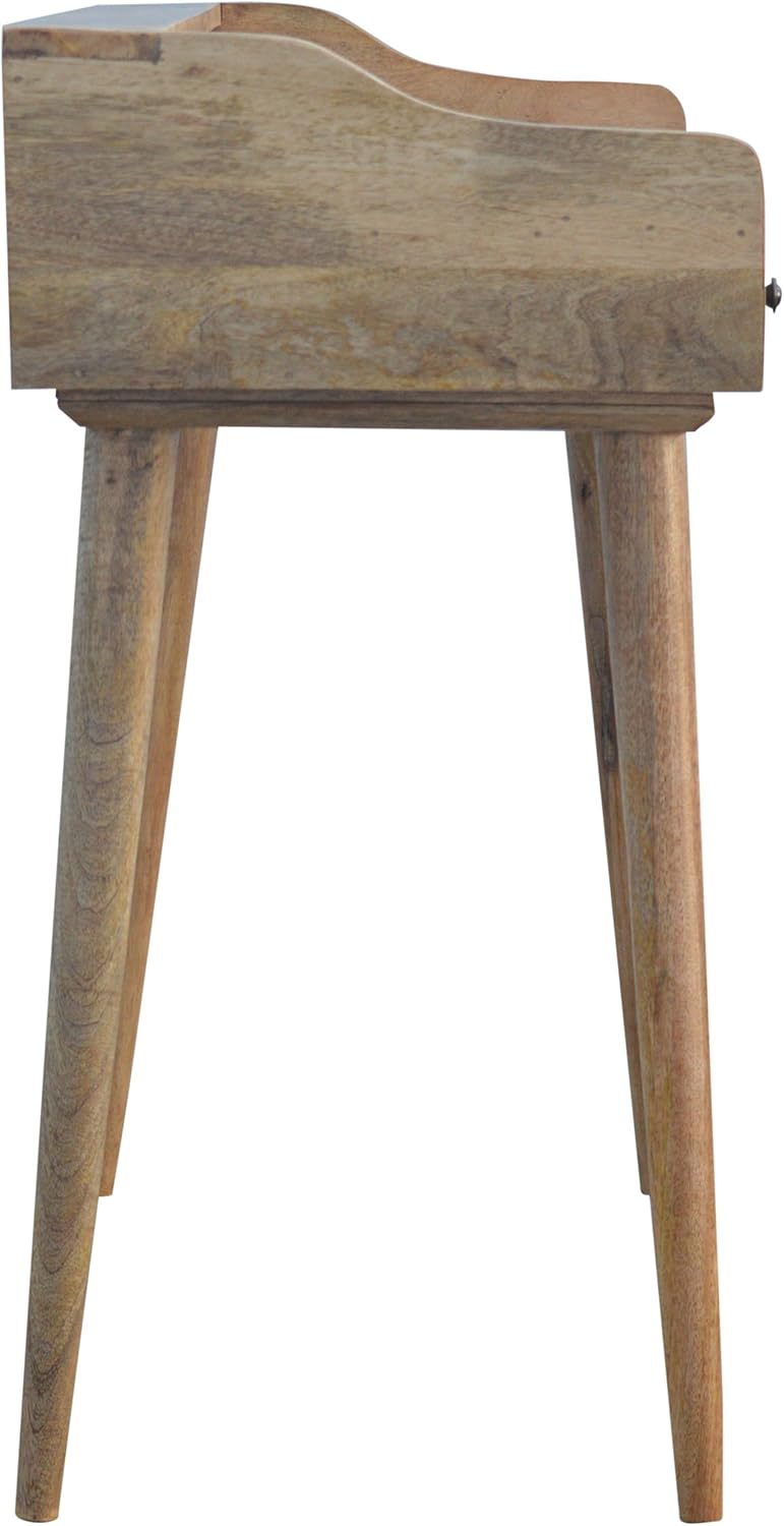 Global Vision Company Artisan Furniture Nordic Writing Desk with 3 Drawers and Gallery Back, Wood, Natural Oak Finish - Image 3