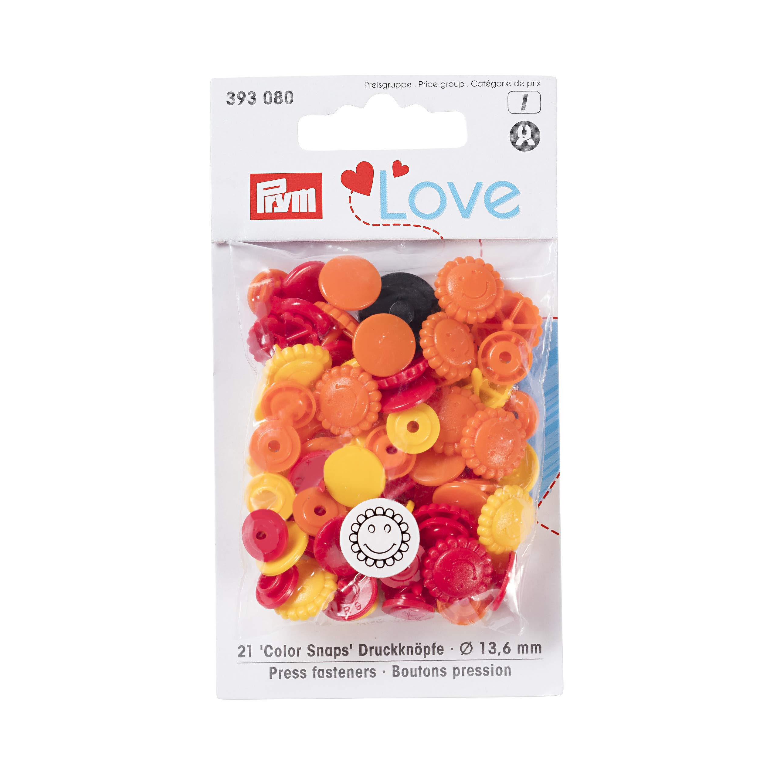 PrymLove Press Fasteners, Red, Yellow, Orange, 12 x 7 x 2 cm