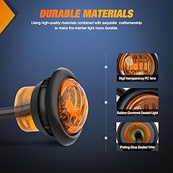 Nilight 3/4Inch Round Marker Light 10PCS Amber LED