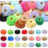 YBEATY 250PCS Fluffy Faux Fur Pom Poms Beads Mixed Color Soft Fuzzy Puff Spacer Beads for DIY Pens Jewelry Bracelet Garland Headband Keychain Handicrafts Craft Accessories Gift Supplies
