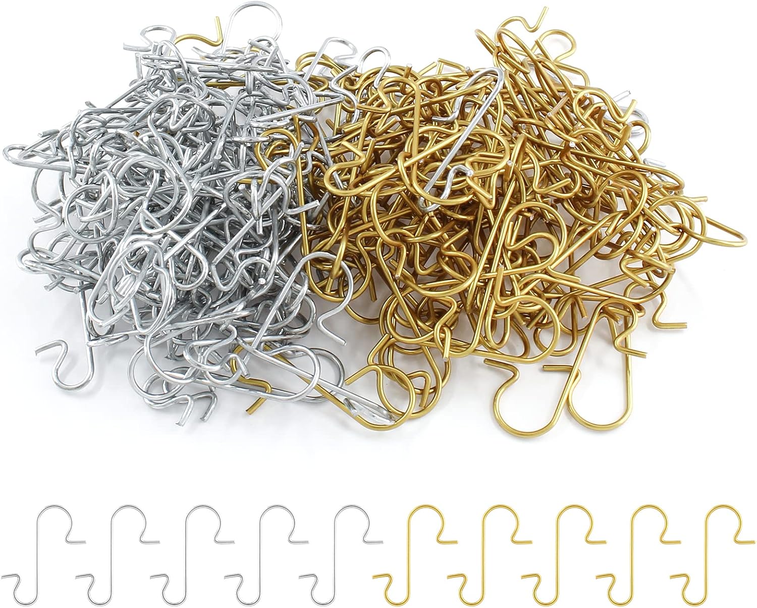 Ornament Hooks - BokWin 200 Pcs S Ornament Hooks,1.18 Inch Metal Ornament Hangers for Christmas Party Halloween Hanging Decoration(Gold&Silver)