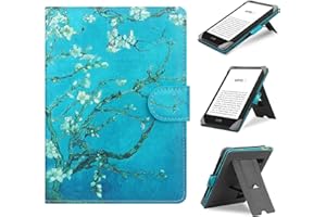 HoYiXi Universal Case Compatible with 6”-6.8” Kobo/Pocketbook/Tolino E-Book eReader Kindle Paperwhite/Kobo Clara HD/Kobo Clara 2E Leather Stand Cover for 6-6.8'' E-Book eReader,Flower