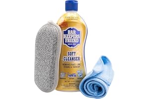 Arsta Home Bundle - Bar Keepers Friend 13 oz Stainless Steel Cleaner for Pots and Pans, Cooktops, Hard Water, Kitchen, Bathroom with Microfiber Towel & Scouring Pad