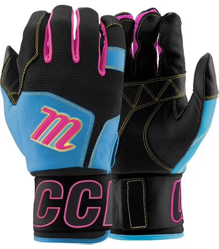 Gants De Frappe Baseball Marucci Blacksmith V2 - Cuir De Chèvre, Taille Petit, Noir/Columbia