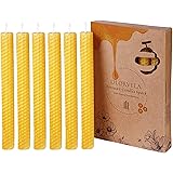 olorvela Beeswax Candles Handmade Taper Candles 6 Pack Hand-Rolled Candlesticks Made of 100% Pure Beeswax Natural Scent Beesw
