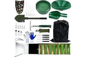 MACIFECI Complete Gold Mining Kit with Folding 50" Gold Sluice Box, Gold Pan, Gold Prospecting Equipment and More, Gold Panning Kit for Streamlined Gold Prospecting