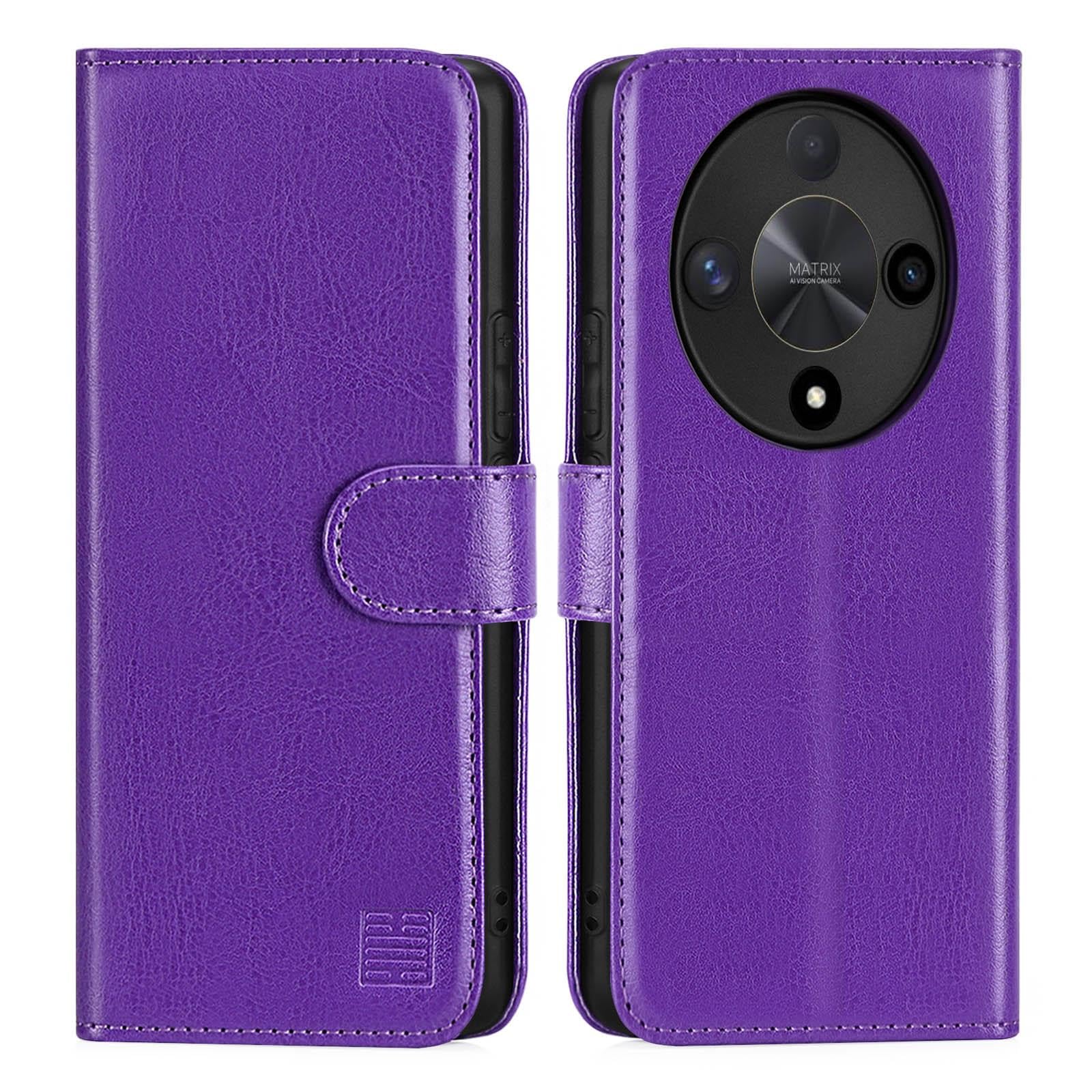 32nd Book Wallet PU Leather Case Cover for Honor Magic 6 Lite, Flip Case With RFID Blocking Card Slots, Magnetic Closure and Built In Stand - Purple