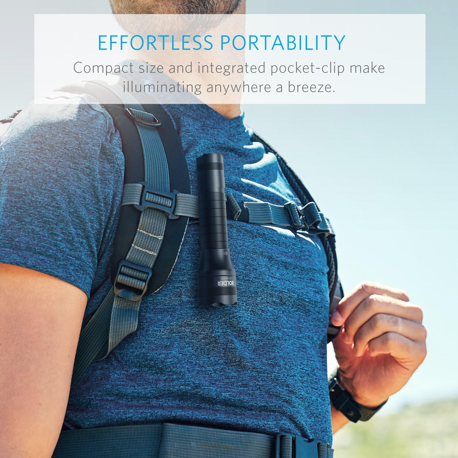 Anker Rechargeable Bolder LC40 Flashlight, LED Torch, Super Bright 400 Lumens CREE LED, IPX5 Water Resistant, 5 Modes High/Medium/Low/Strobe/SOS, Indoor/Outdoor (Camping, Hiking and Emergency Use) - - 