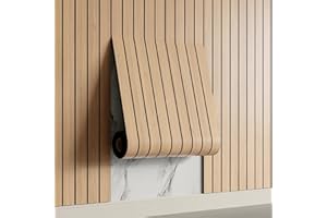 Yutianli PVC Slat Wall Panel Peel and Stick 236"x 15.7" Faux Wood Slat Panel Artificial Oak Wood Grain Self-Adhesive Soundproof 3D Wall Panel for Walls and Ceilings