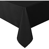 sancua Square Tablecloth - 60 x 60 Inch - Water Resistant Spill Proof Washable Polyester Table Cloth, Decorative Fabric Table Cover for Dining Tables, Buffet Parties and Camping, Black
