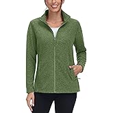 TACVASEN Women's Full Zip Fleece Jacket Lightweight Jacket Womens Winter Warm Coats with 2 Zipper Pockets
